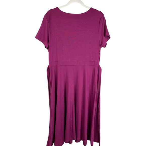 Manydress V-Neck Faux Wrap Pockets Stretch Casual Midi Dress in Purple Size XL‎ - Picture 8 of 10